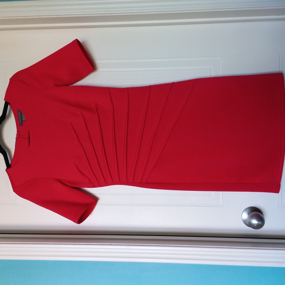 Bright Red Sleeved Dress XS